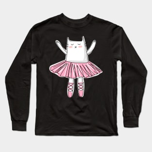 Pink Ballerina Cat Long Sleeve T-Shirt